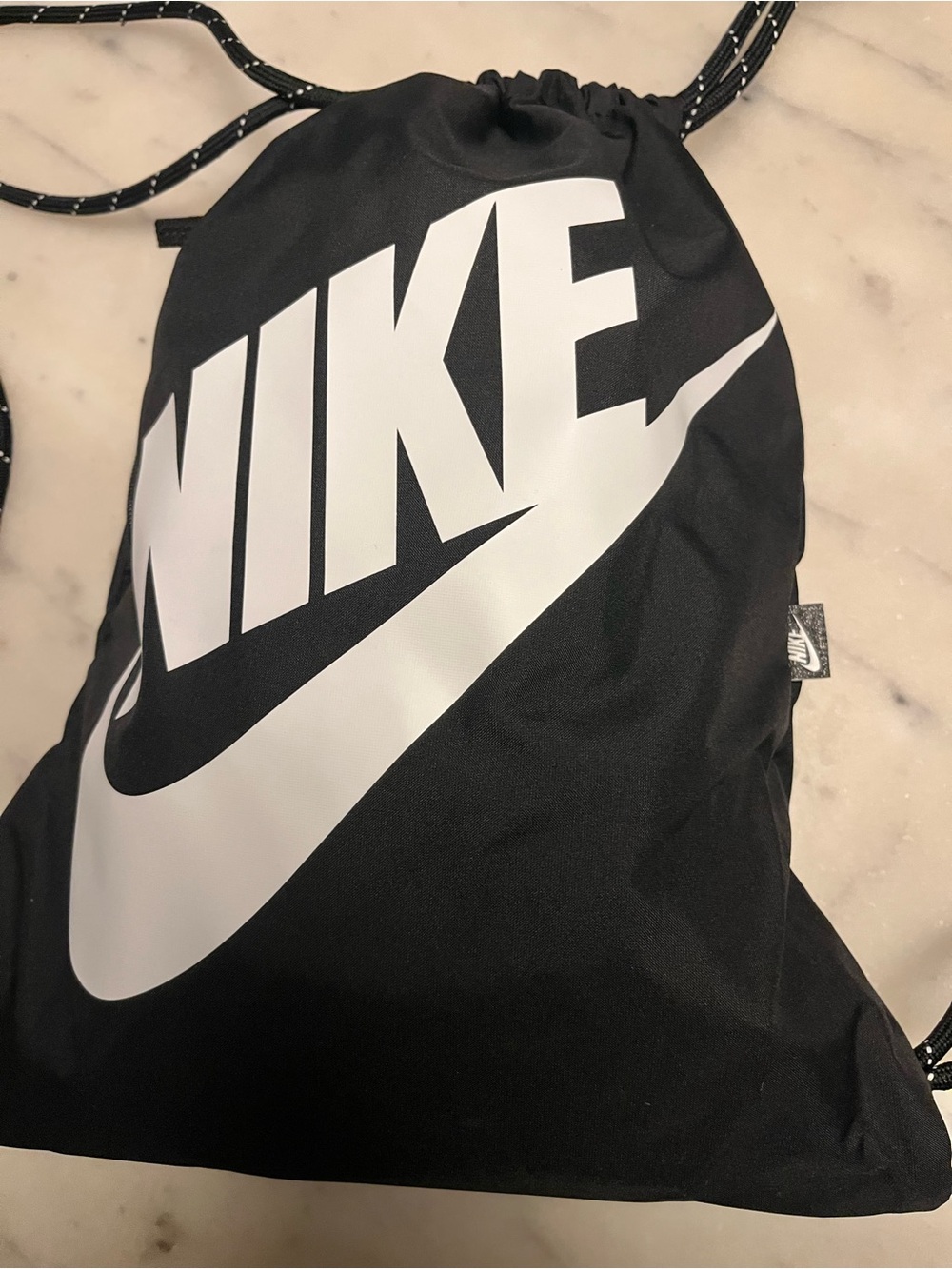 Nike Black and White Swoosh Drawstring Belt Bag